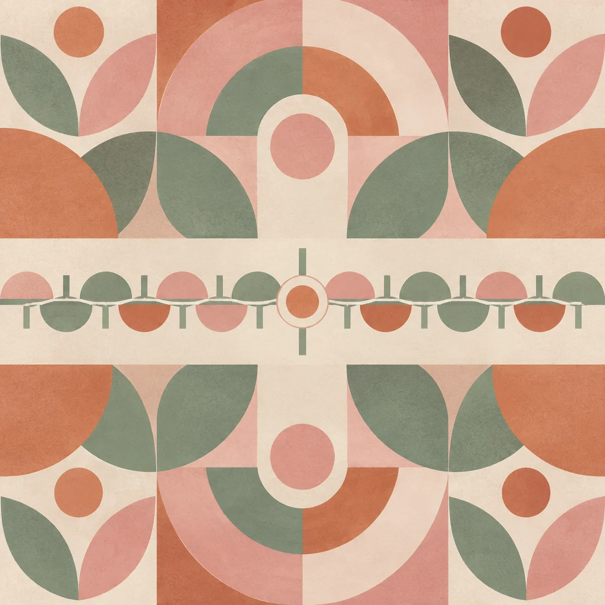 Geometric timeline of repeating arcs marking the stages of a pregnancy plan in non-monogamy