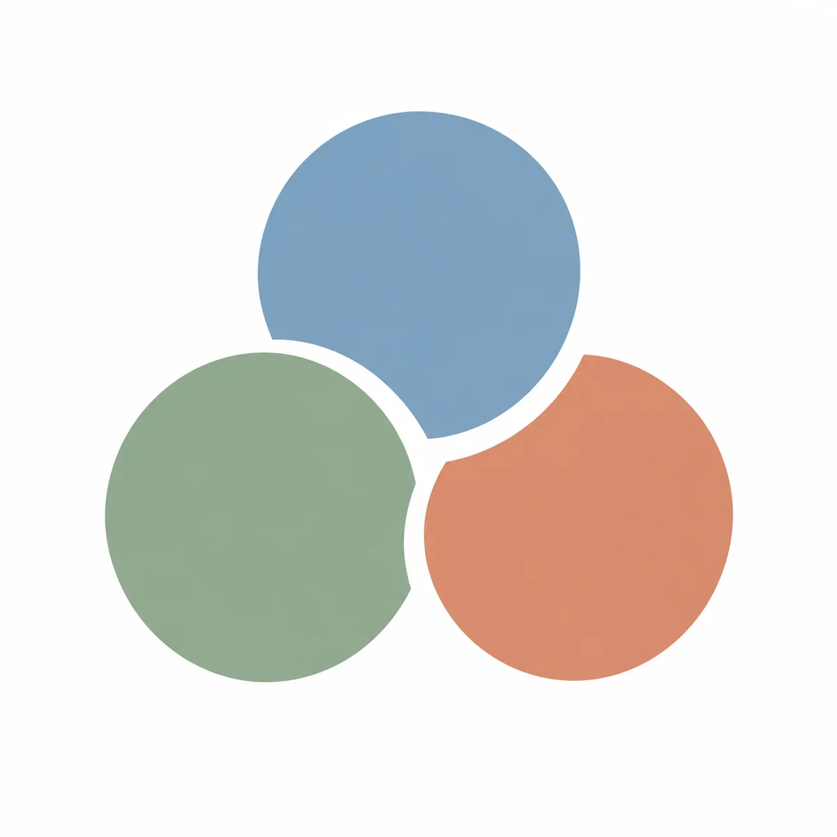 flat vector illustration of three overlapping circles separating into distinct shapes