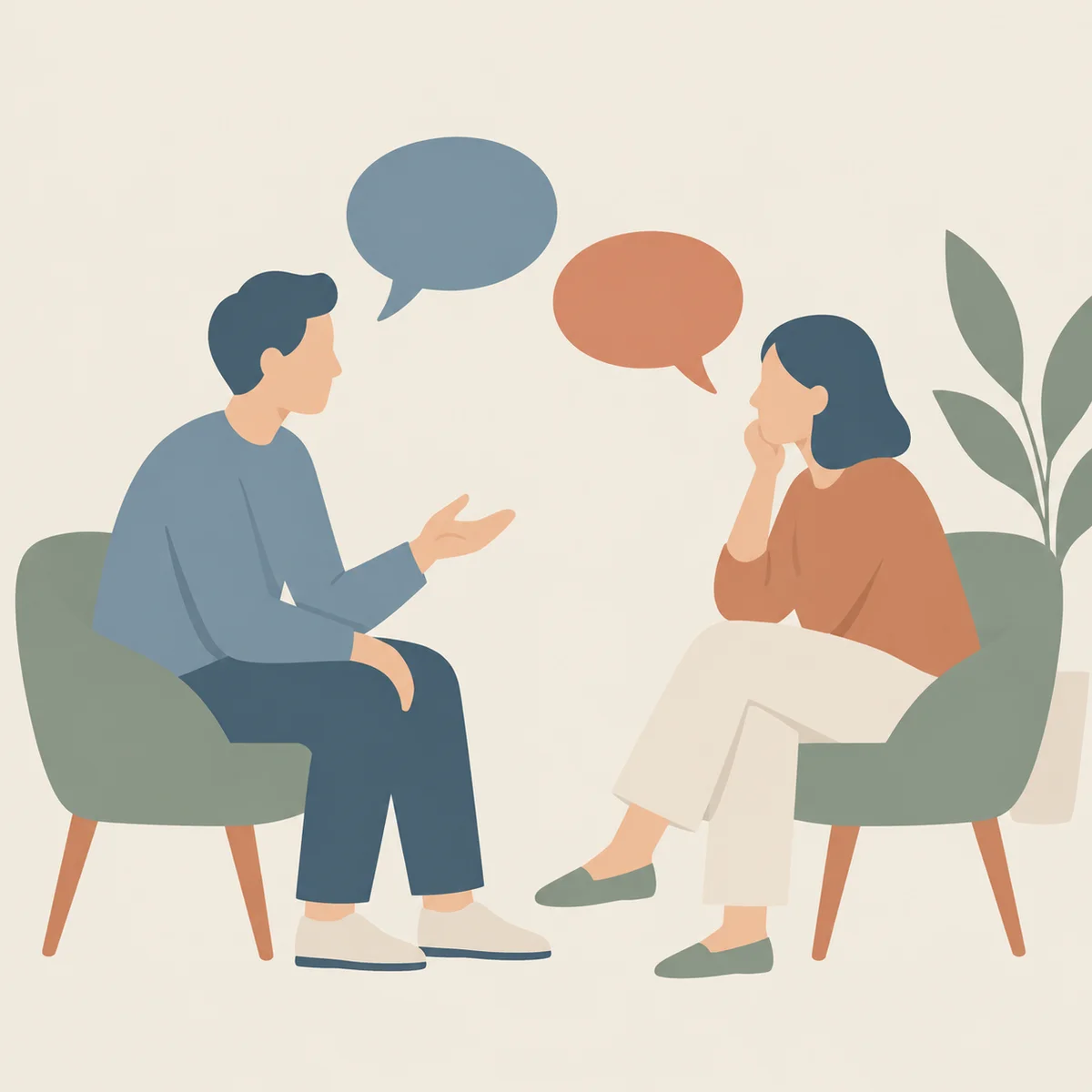 flat vector illustration of speech bubbles between two figures