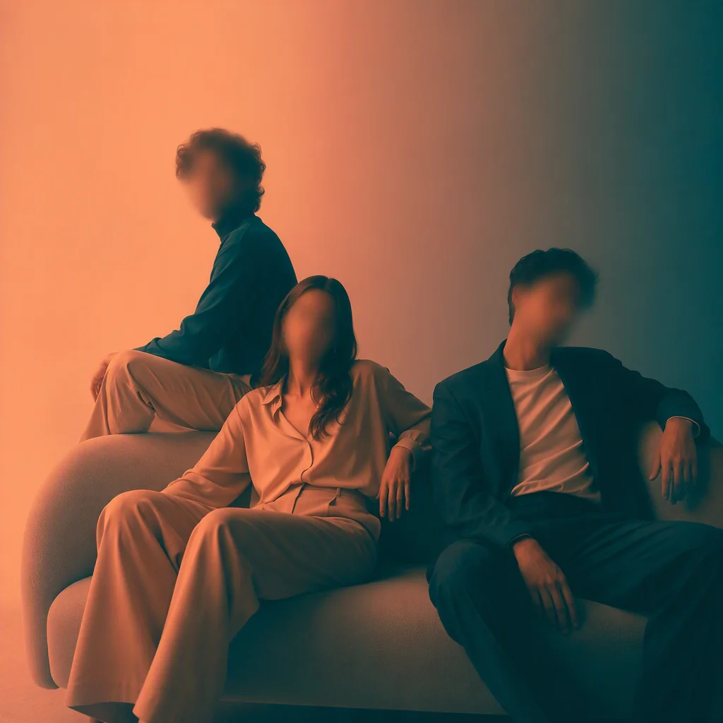 Three people in a balanced arrangement representing equal partnership