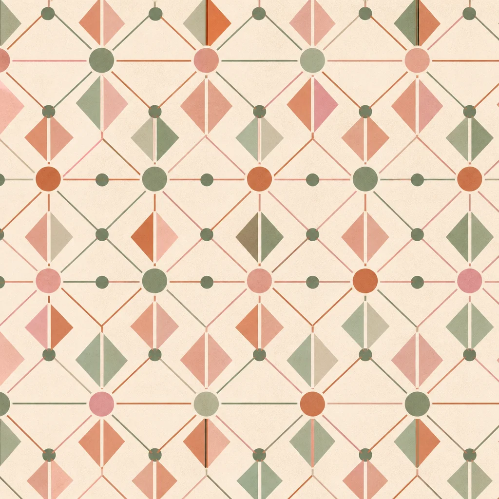Even geometric lattice of connected nodes representing a polycule network