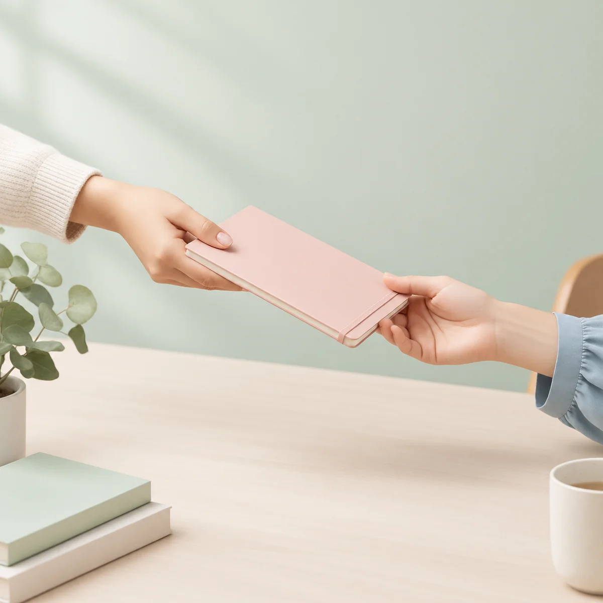 A notebook passed between partners, sharing the mental load