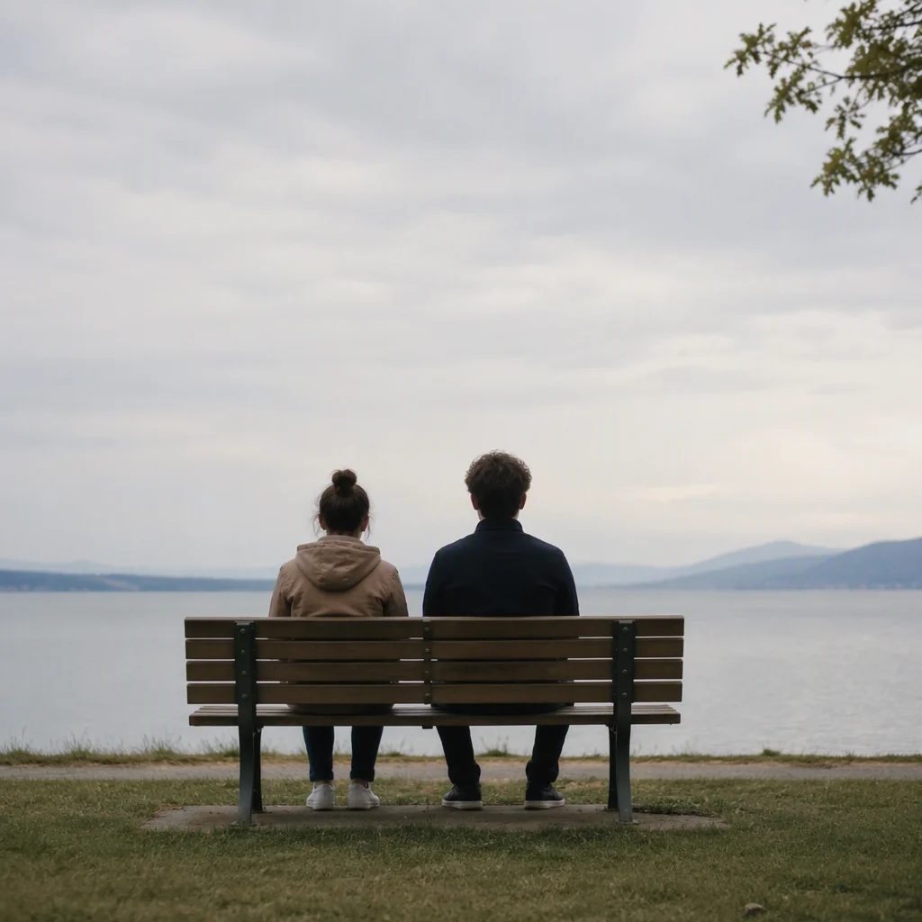 Two partners sitting together after rebalancing their shared load