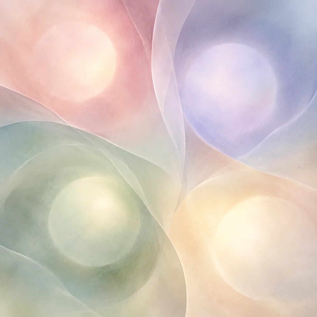 Separate circles of soft light divided by translucent partitions