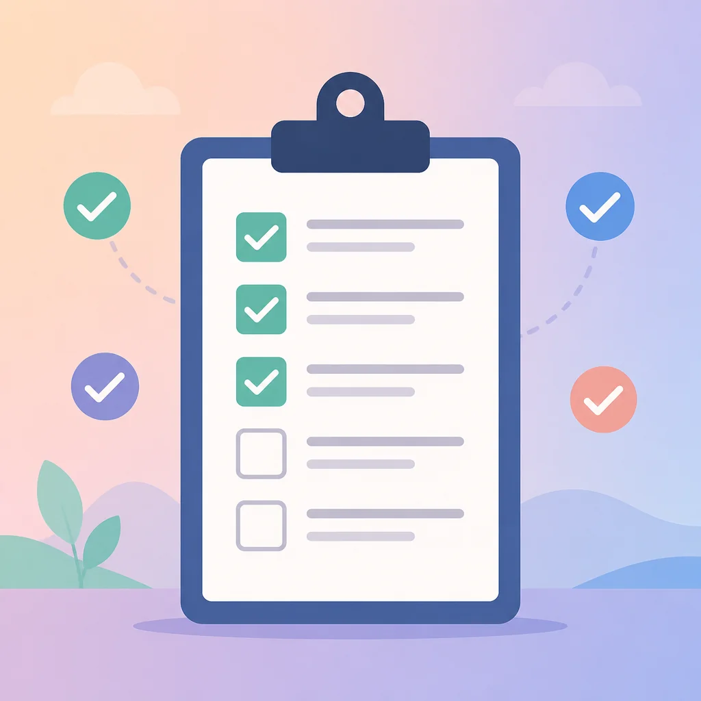 Minimalist illustration of a checklist for self-assessment