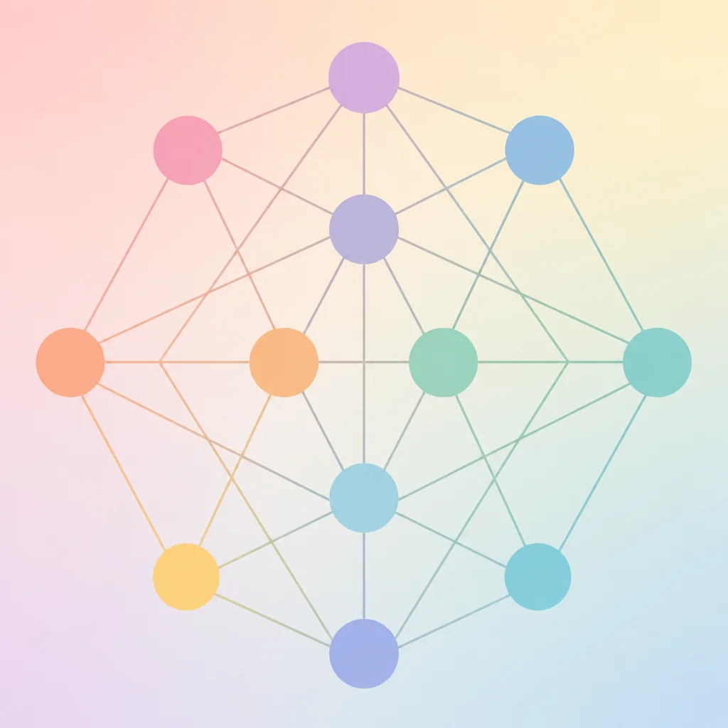 Minimalist illustration of equal circles in a balanced network