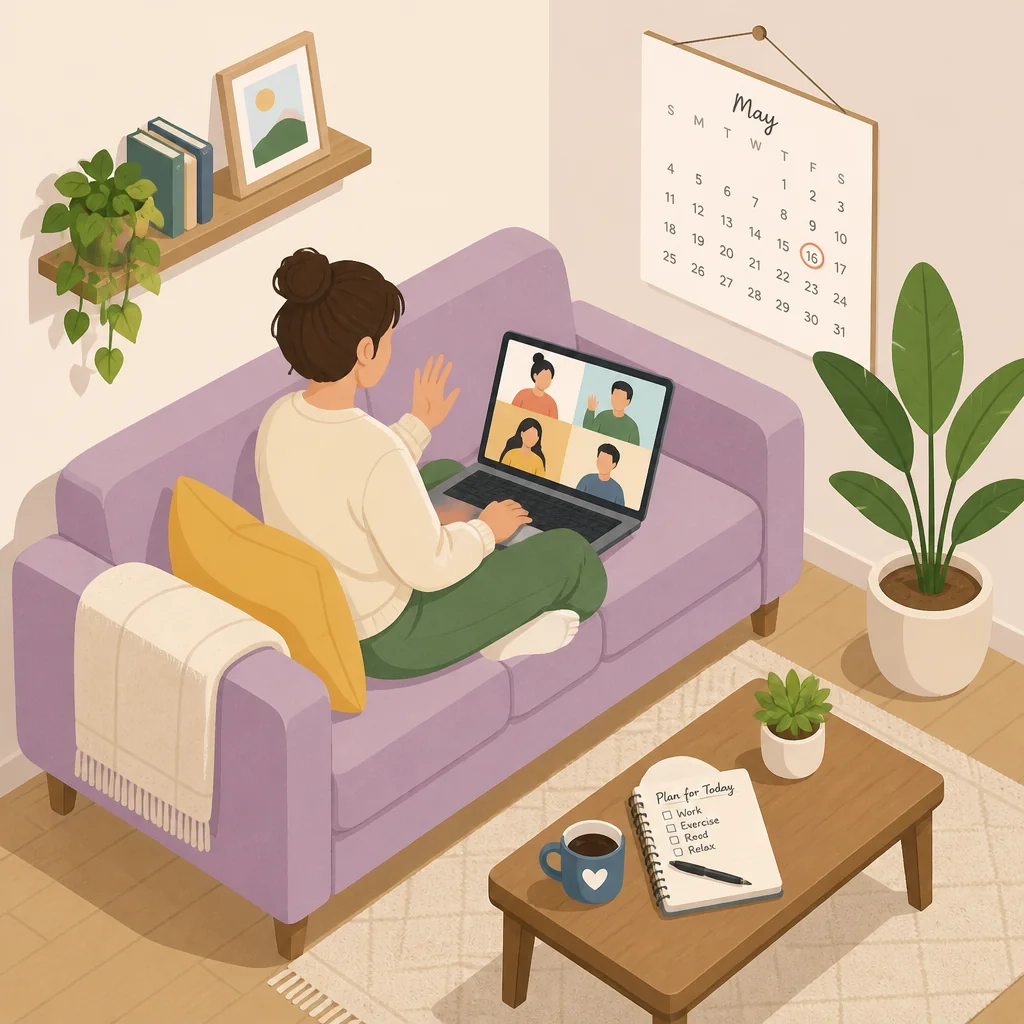 Isometric illustration of a person keeping their own schedule and routine