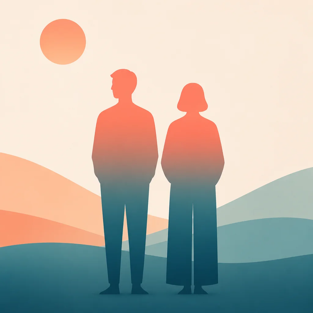 Supporting a partner with a trauma history in ENM, two abstract silhouettes side by side