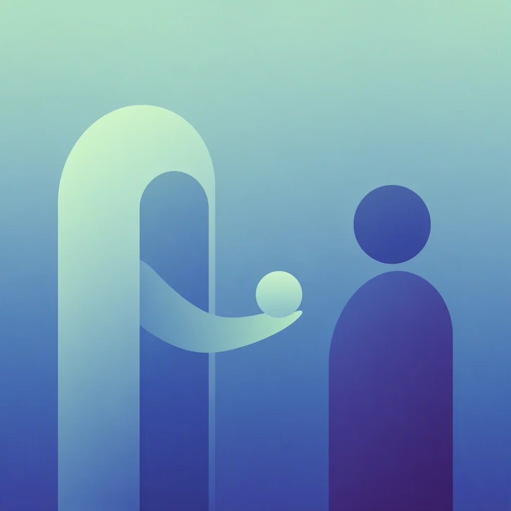 Abstract hand offering small circle gradient illustration
