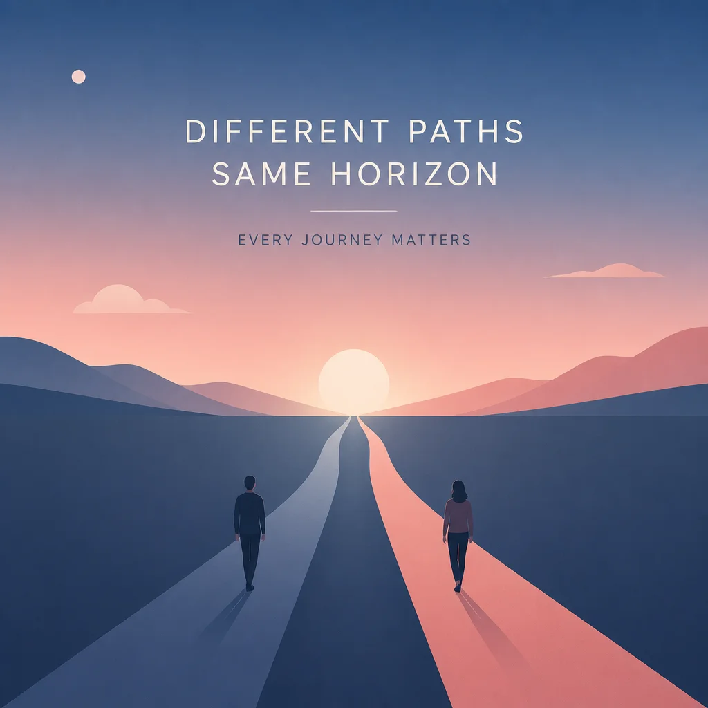 Two converging paths gradient minimalist illustration