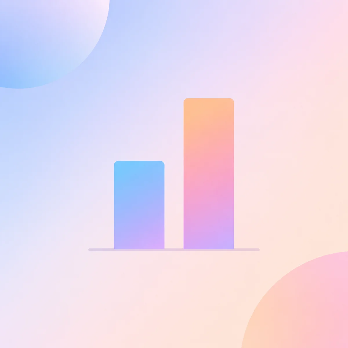 A minimal bar chart with two bars of clearly different heights on a soft gradient background