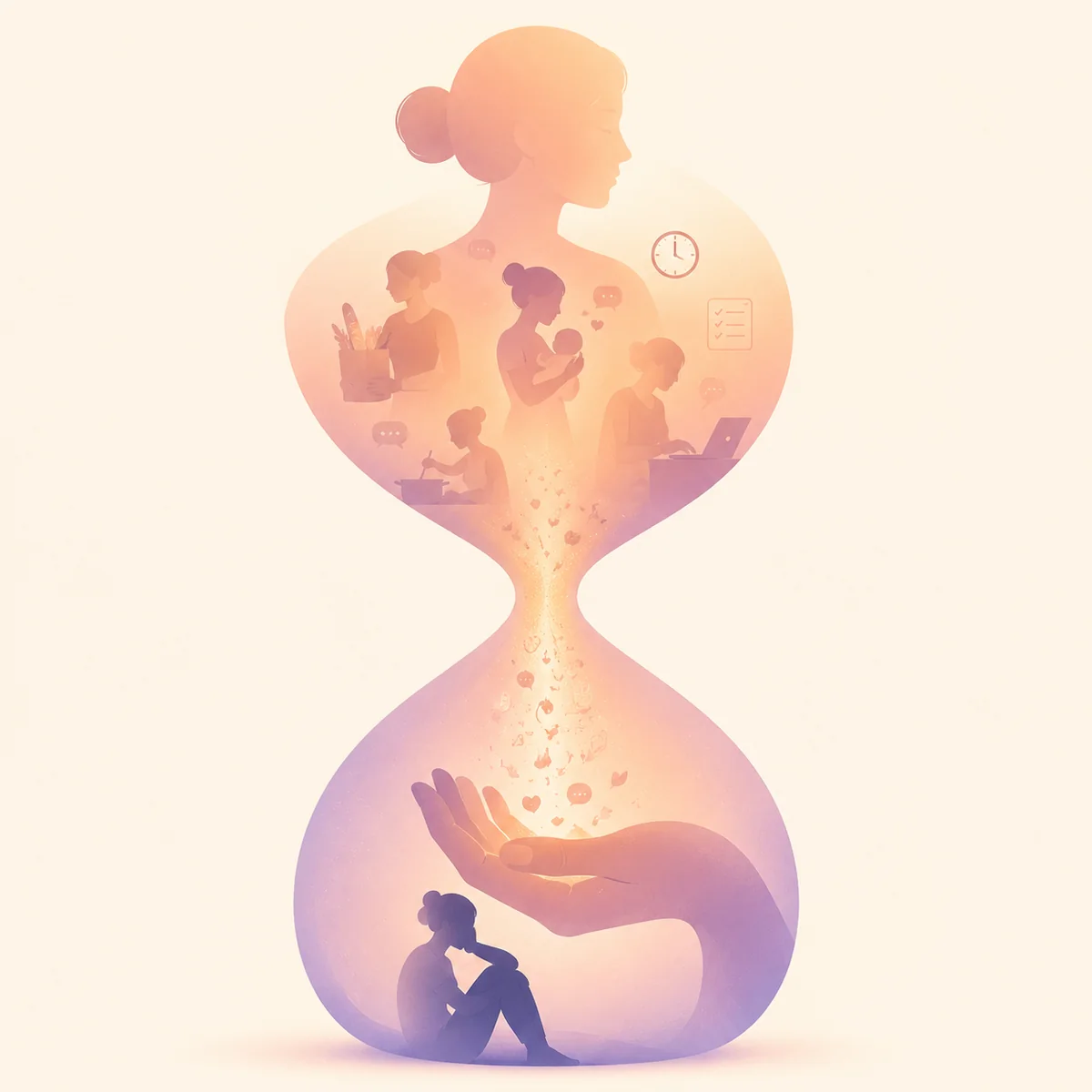 Soft hourglass gradient form representing invisible emotional labor of a hinge partner