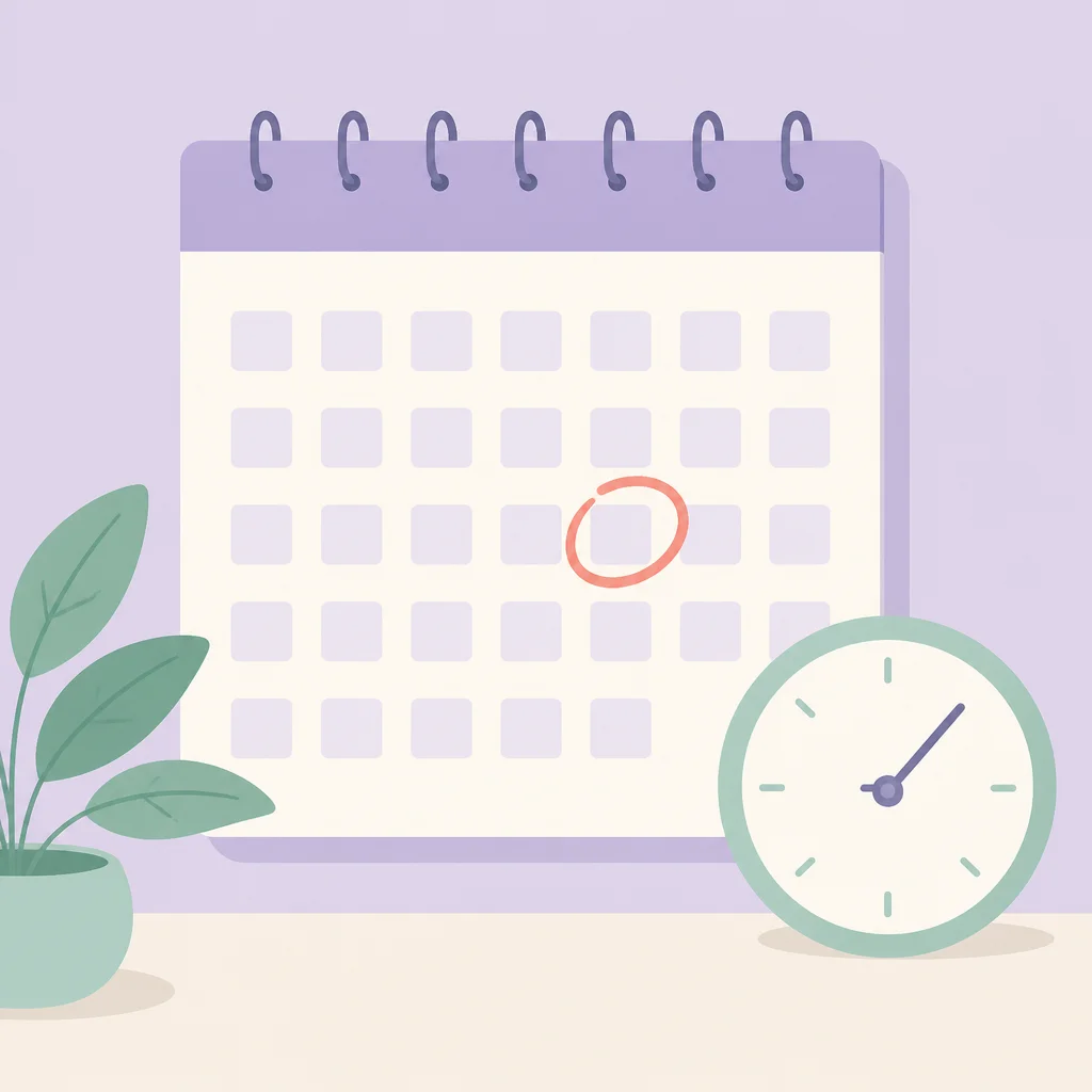 A monthly calendar with a recurring RADAR check-in date circled