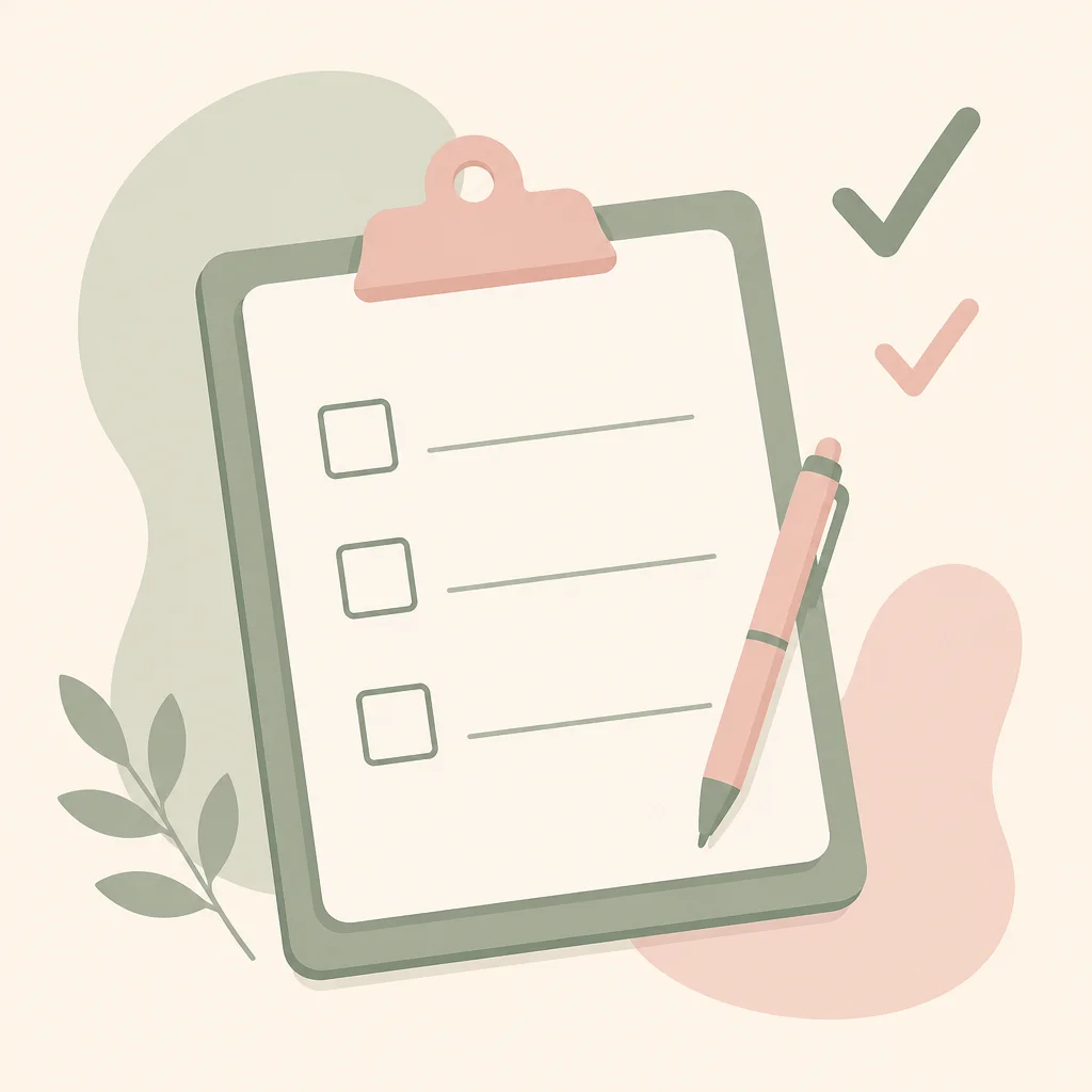 A RADAR check-in agenda checklist on a clipboard