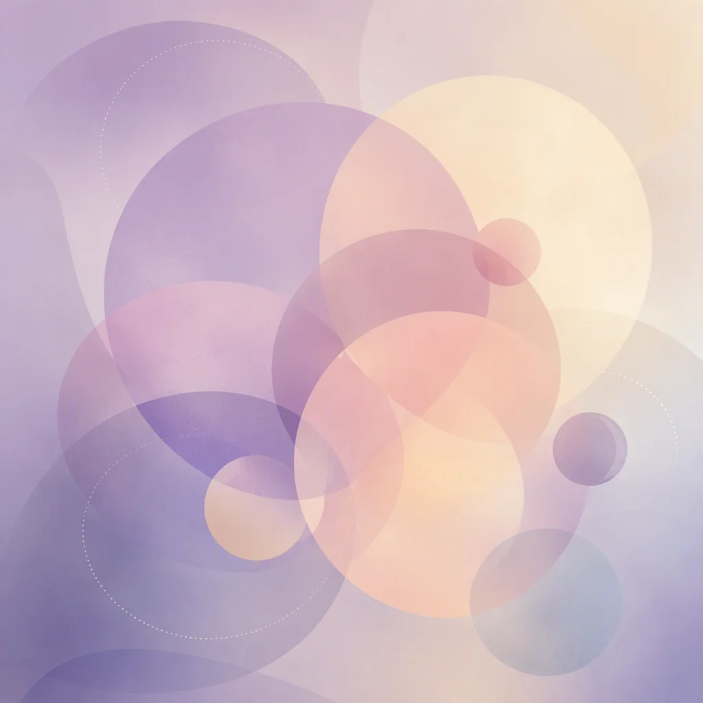 Soft abstract layered circles representing relationship hierarchy in polyamory