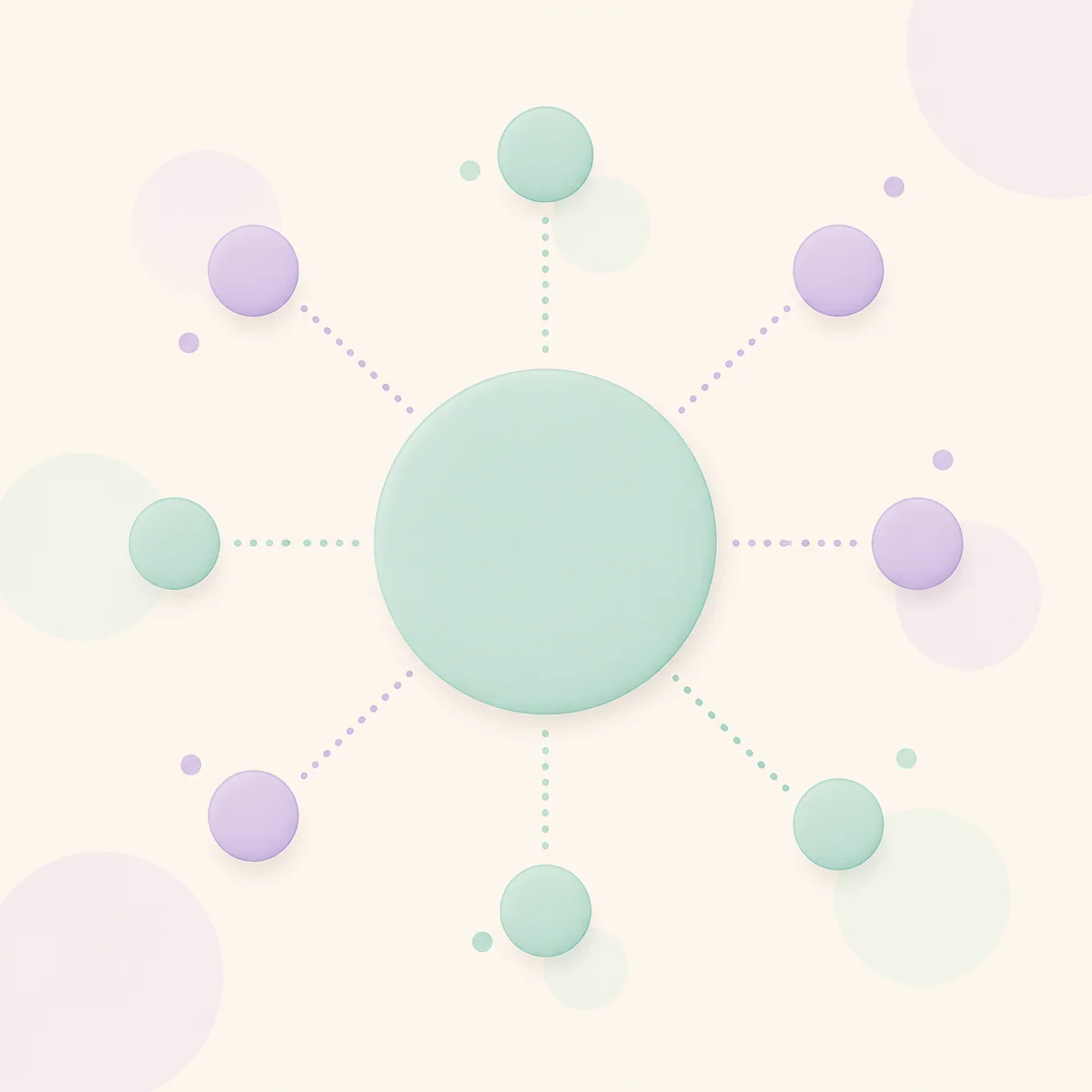 Large circle connected to smaller circles by dotted lines showing hierarchy
