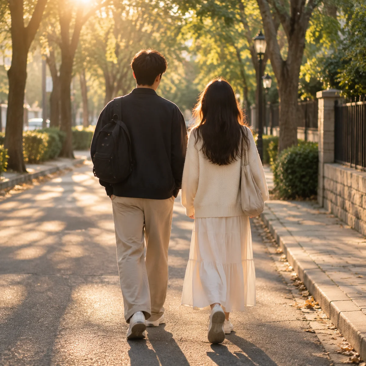 Two partners walking together, symbolizing shared emotional load