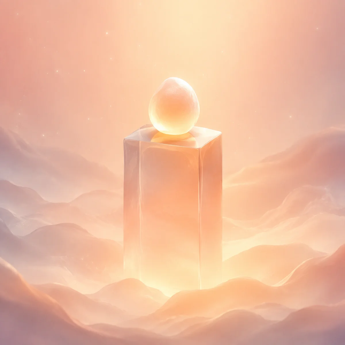 A glowing form on a pedestal symbolizing idealization